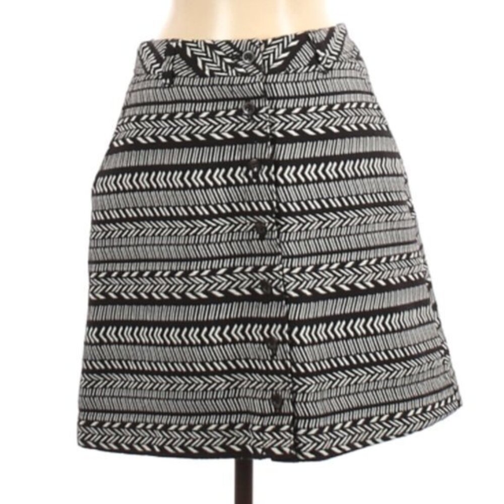 🔴4/$25 Maeve Button Skirt Black|White Pattern